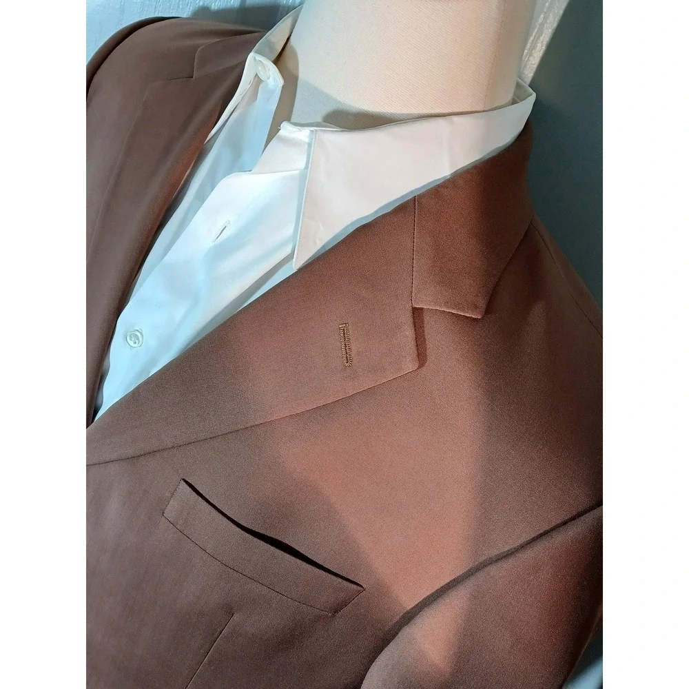 Hugo Boss Suit Mens 42 Brown Wool 2 Piece Single Breasted Dress‎ Business USA